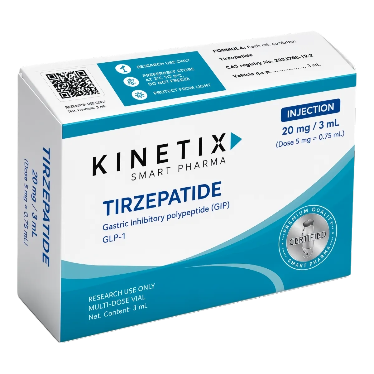 Tirzepatide 20 mg / 3 mL Kinetix Smart Pharma - Vial Multidosis