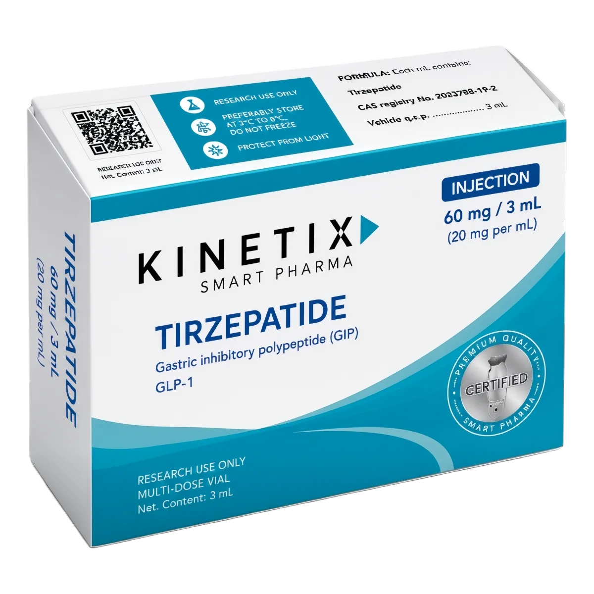 Tirzepatide 60 mg / 3 mL Kinetix Smart Pharma - Vial Multidosis